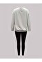Women's Black Leggings - Gray Sweatshirt Set 2-Piece Combination Oversized Casual Boyfriend Style - 6