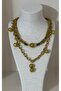 Gold Color Pearlescent Fimo Beads and Chain Necklace Set - 5