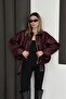 İçi Kürklü O Oversized Women's Leather Jacket Coat - 3