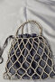 Silver Pearl Beaded Handmade Shoulder Bag Evening Dress Pearl Silver Bag - 4