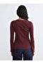 Black Crew Neck Corded Fabric Women's Bodysuit (S6) - 4