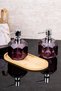 Set of 2 Purple Liquid Soap Dispensers with Bamboo Stand 300 ml Diamond Patterned Modern Acrylic Soap Dispenser - 4