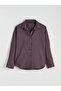 Brown Striped Oversized Women's Shirt (S6) - 5