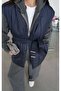 Navy Blue Inflatable Vest with Knitwear Detail - 2