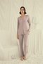Arias Closet Long Sleeve Button down V-Neck Pajama Set - 4