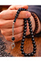 Georgian Oltu Stone Prayer Beads 8 mm – Shiny Black, with Silver Color Tassels, Stylish and Natural Men's Prayer Beads - 3