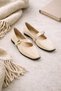 Women's Patent Leather Ballet Flats Stylish Buckled Orthopedic Sole Daily Shoes - 4