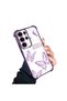 Samsung Galaxy S23 Ultra Compatible Transparent Four-Corner Silicone Coating Glossy Edge Case Butterfly Pattern - 2