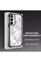 Samsung Galaxy A55 Compatible Transparent Four-Corner Silicone Coating Glossy Edge Case Butterfly Pattern - 3