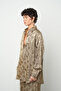 Women's Flora Khaki Abstract Patterned Satin Look Oversized Shirt - 2