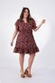 Plus Size Women's Flared Skirt Flounce Dress Pink Floral - 3