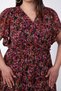 Plus Size Women's Flared Skirt Flounce Dress Pink Floral - 8