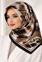 Nostalji Tivil Silk Scarf Ist 8814-31 Black-Gold Geometric Pattern - 2