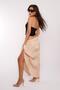 Beige Wrinkled Pattern Midi Length Women's Skirt Mg2266 - 2