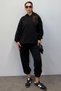 Black Hooded Women's Tracksuit Set Mg1225