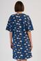 Women's Plus Size Off Shoulder Star Pattern Pocket Indigo Nightgown C5T5N3804 - 4
