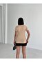 Women's Beige Crew Neck Short Sleeve Body Shaping / Sculpting Fit Stretch Fabric Basic - 3