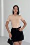 Women's Beige Crew Neck Short Sleeve Body Shaping / Sculpting Fit Stretch Fabric Basic