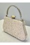 Special Design Skin Color Wrinkled Stone Satin Chain Handle Women's Evening Dress Bag Wedding Engagement Graduation - 2