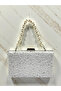 Special Design Ecru Color Wrinkled Stone Satin Chain Handle Women's Evening Dress Bag - 3