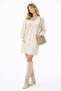 Women's Beige Brioche Knit Oversized Buttoned Long Cardigan