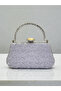 Custom design silver color crinkle stone satin chain handle women's evening bag wedding engagement graduation - 4