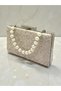 Special Design Skin Color Wrinkled Stone Satin Chain Handle Women's Evening Dress Bag Wedding Engagement Graduation - 4