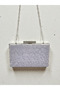 Custom design silver color crinkle stone satin chain handle women's evening bag wedding engagement graduation - 5