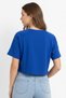 Women's Embroidered Regular 100% Organic Cotton Round Neck Short Crop T-Shirt - 3