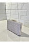 Custom design silver color crinkle stone satin chain handle women's evening bag wedding engagement graduation - 6