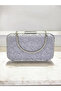 Custom design silver color crinkle stone satin chain handle women's evening bag wedding engagement graduation - 7