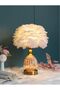 OneDcor Feather Table Lamp with Plug-in Wire – Modern LED Bedside Light for Makeup, Bedroom - 3