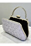 Custom design silver color crinkle stone satin chain handle women's evening bag wedding engagement graduation - 3