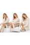 Women's Beige Brioche Knit Oversized Buttoned Long Cardigan - 4