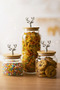 3-Piece Bamboo Lid Silver Deer Figured Transparent Glass Jar Transparent Glass Storage Container 635/890/1400ml - 4