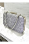 Custom design silver color crinkle stone satin chain handle women's evening bag wedding engagement graduation - 8