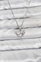 316L Steel Chain Silver Color Heart and Bow Model Zircon Stone Women's Necklace