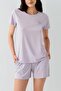 Women's Lilac Shorts Pajama Set 50% Cotton 50% Modal – Short Sleeve, Soft and Lightweight - 4