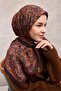 Viscose Velora Scarf Dark Brown Toned Baroque Floral Patterned Tok Duruşlu 90X90 - 2