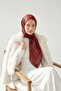 Viscose Velora Scarf Plaid Patterned Dark Red Tok Duruşlu Four Seasons 90X90 - 2