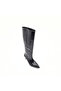 Genuine Leather Black Patent Leather Heeled Women's Boots - 5