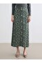 Lcw Grace Green Patterned A-Line Skirt with Elastic Waist - 3