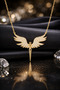 Mikail Angel Wing Zircon Stone Steel Necklace – Gold Color - Non-Tarnish, Non-Rust, Water Resistant