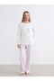 Crew Neck Embroidered Women's Pajama Set