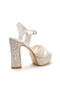Women's Pearl and Stone Embellished Platform Heeled Wedding Dress Evening Dress Shoes - 3