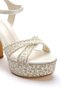 Women's Pearl and Stone Embellished Platform Heeled Wedding Dress Evening Dress Shoes - 6