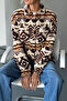 women’s aztec pattern long sleeves button-down fleece jacket with pockets - 2