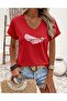 Happiness Printed Women's Oversize V-Neck T-Shirt