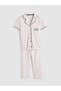 Shirt Collar Striped Women's Pajama Set - 5