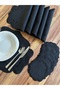 Curly Model Black Embroidered 12-Piece Set American Service and Cocktail Presentation Napkins - 4
